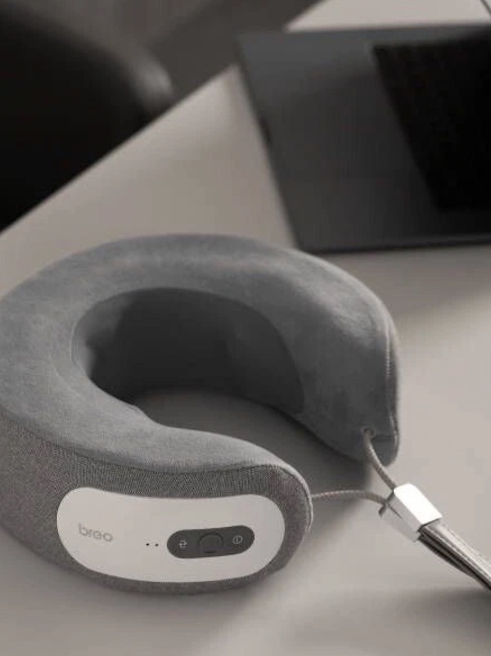Breo Gray Travel Neck Massager - Comfortable U-Shaped Relief
